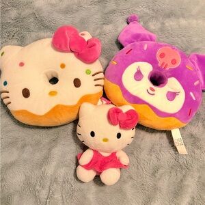 Hello Kitty Plush Donut Pillow Trio - Pink, Purple & Cream